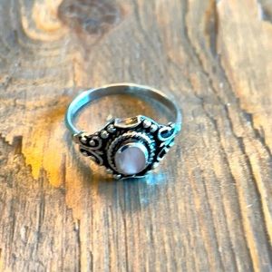 Antique Sterling Mother of Pearl Carved Ring